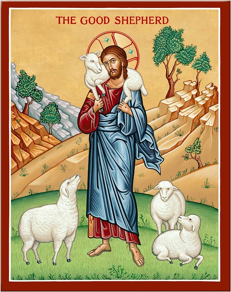 Monastery Icons Jesus The Good Shepherd Mounted Plaque Icon Reproduction  (7.8